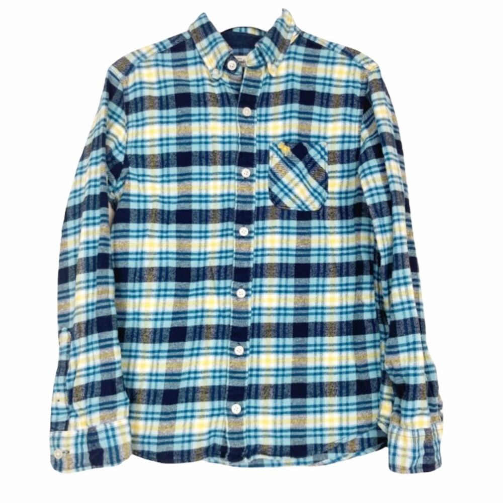 Abercrombie Kids Blue Plaid Flannel Button Down Sz 9/10